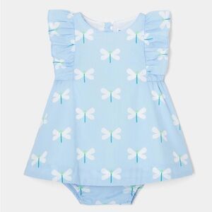 Jacadi Blue and White Diaper Cover with Butterfly Print